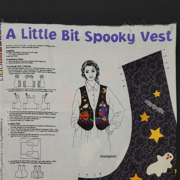 Cut & Sew Vest Fabric Panel A LITTLE BIT SPOOKY - Picture 7 of 16